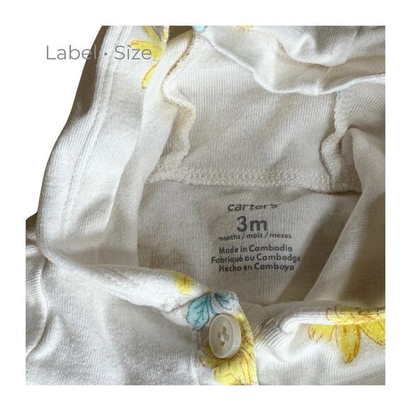Carter’s Baby Girl Floral Hoodie Jacket White/Yellow/Blue Size 3M - Picture 4 of 5
